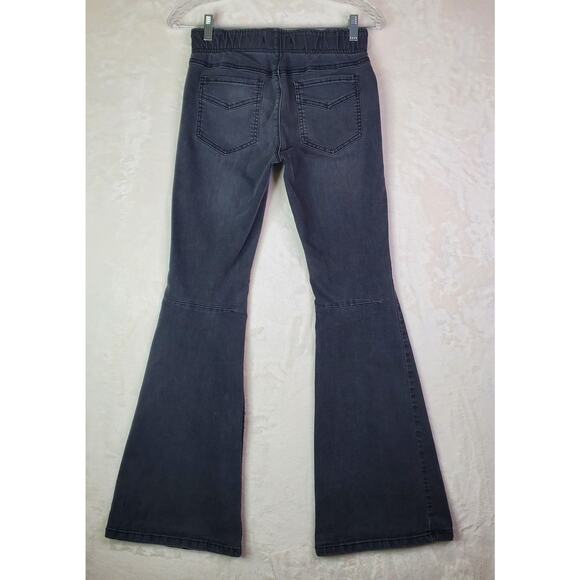 Free People Flared Bell Bottom Denim Jean Elastic Waist Pull On Women Sz 28 Gray - Picture 6 of 11